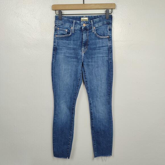 Mother Looker Ankle Fray‎ Jeans Womens 24 Girl Crush Skinny Stretch Raw Hem - Picture 1 of 11